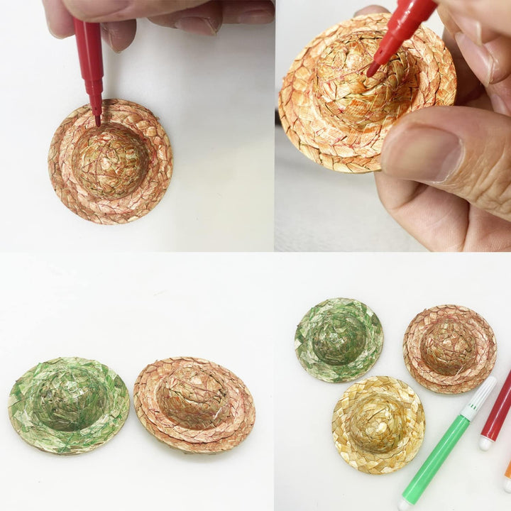 Cayway 30 Stück Mini Strohhut Miniatur Mini Hüte Natürliche Strohhut Mini Handcraft für Die Dekorati