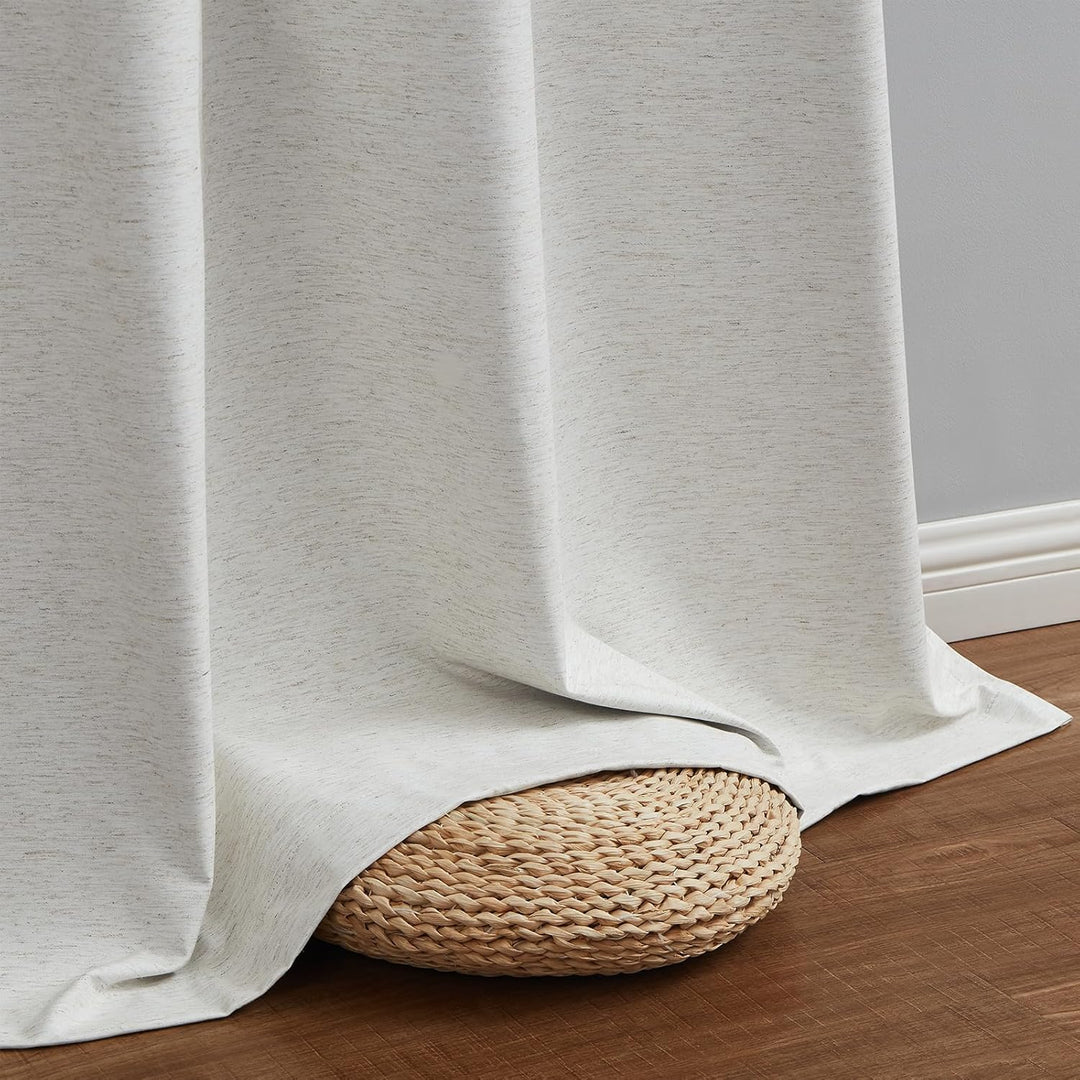 Treatmentex Blickdichte Vorhänge Thermogardine mit Ösen Verdunkelungsvorhang Natur Wärmeisolierende