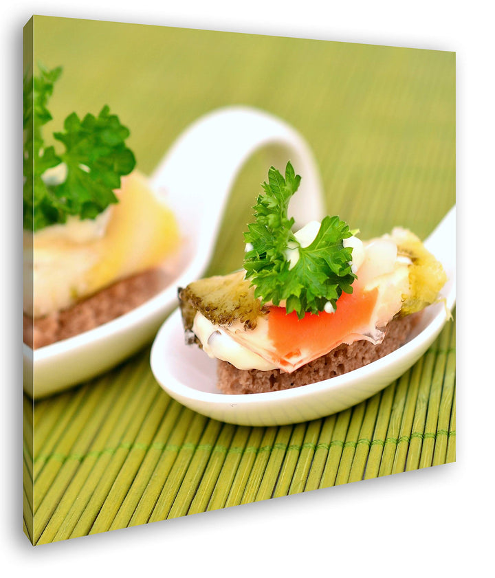 deyoli kreatives Essen im Format: 70x70 als Leinwandbild, Motiv fertig gerahmt auf Echtholzrahmen, H