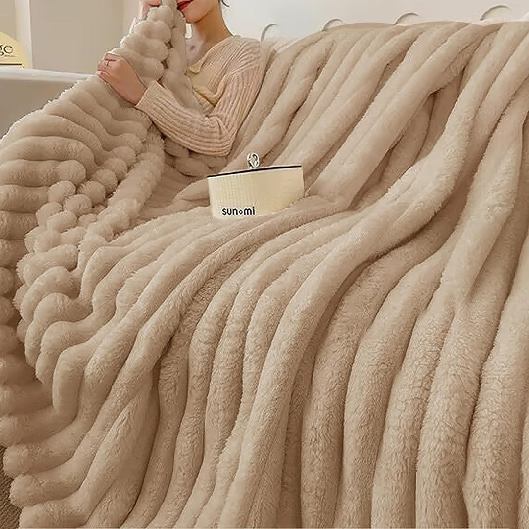 CALIYO Kuscheldecke Flauschig Decke Wohndecke Warme Cord-Fleece Wolldecke Dicke Sofadecke Couchdecke