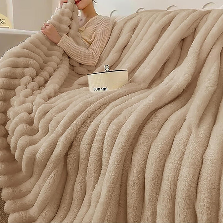 CALIYO Kuscheldecke Flauschig Decke Wohndecke Warme Cord-Fleece Wolldecke Dicke Sofadecke Couchdecke