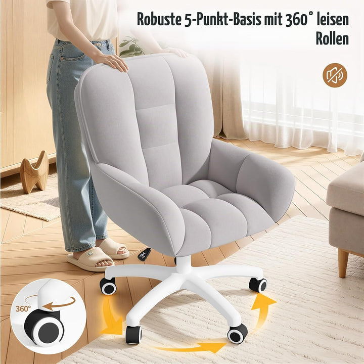 Homeoffice &amp; Schminkstuhl 2-in-1 Ergonomischer Samt Drehstuhl 360°, Höhenverstellbar für Arbeitszimm