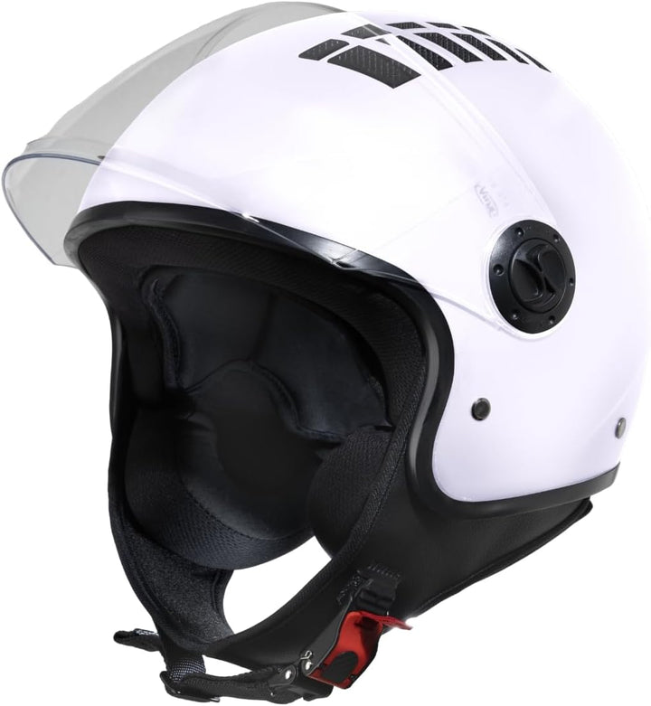 VINZ Como Jethelm mit Visier ECE 22.06 Zertifiziert | Roller Helm Mopedhelm Ideal Für Motoroller & V