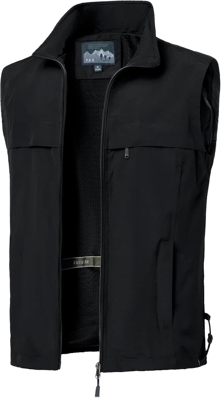 MeiLayM Herren Outdoor Angelweste Multi Pocket Weste Sommer Schnell Trocknende Weste Sport Reissvers
