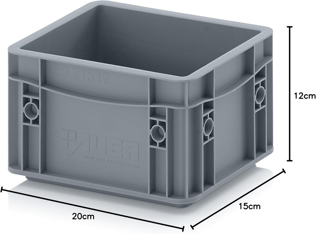 8x Eurobehälter-Eurobox 20 x 15 x 12 grau inkl. gratis Zollstock, 8er Set