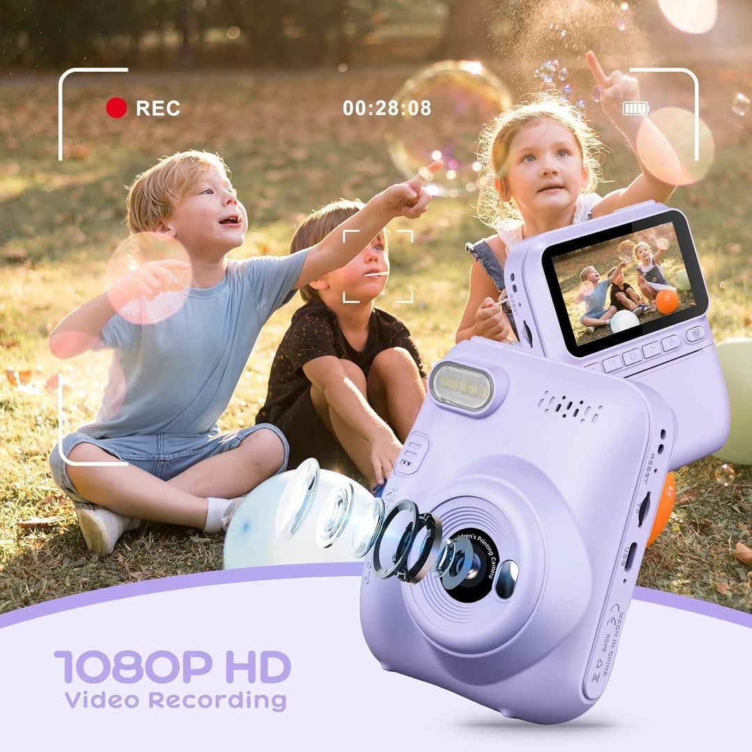 GREENKINDER Sofortbildkamera Kinder,14MP 3.0 Zoll Bildschirm Kinderkamera Sofortbildkamera mit 32G K