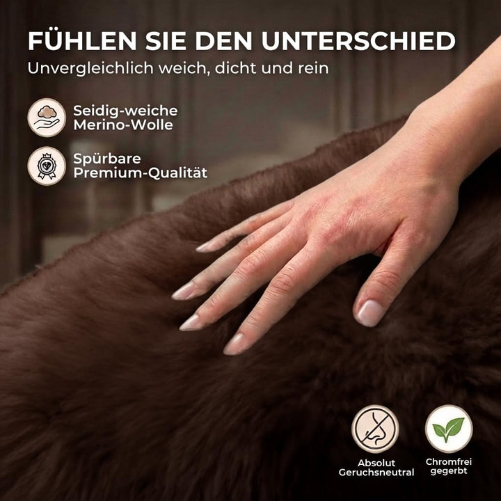 Premium Lammfell Schaffell von LANABEST. Echtes Fell mit ganz zarter Wolle. Kuschelfell, geruchsarm,