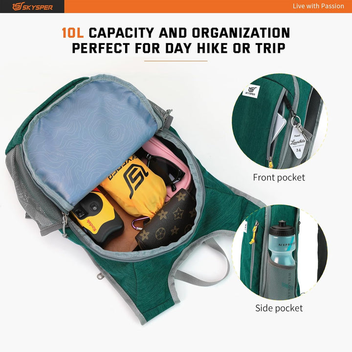 SKYSPER 10L/15L/20L Faltbarer Rucksack Ultraleicht Tagesrucksack Wasserfest Daypack Reiserucksack Wa