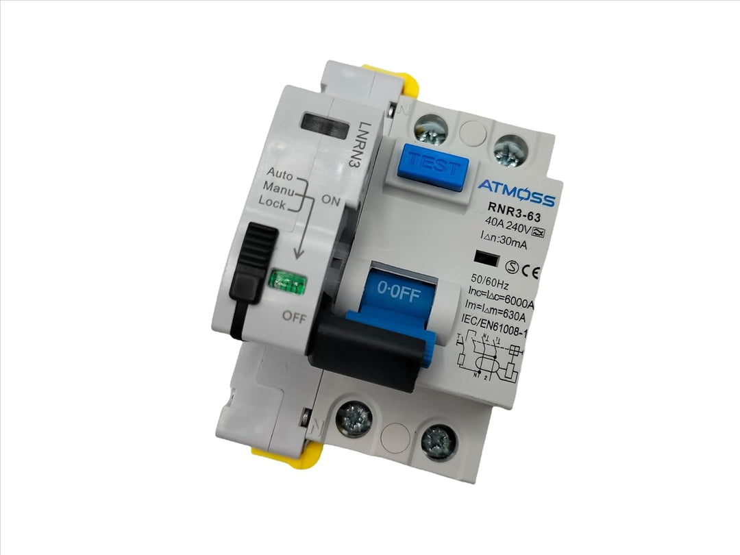 FI Schutzschalter + automatische Wiederverbindung 2 Polig 40A 30MA | FI Fehlerstrom-Schutzschalter +