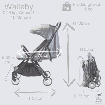 Urban Kanga Wallaby Reisebuggy Flugzeug Handgepäck Leichter und Kompakter Kinderwagen Buggy mit Lieg