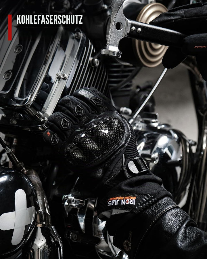 BORLENI Winter Motorradhandschuhe Herren, Motorrad Handschuhe Herr Warm Winterhandschuhe Wasserdicht