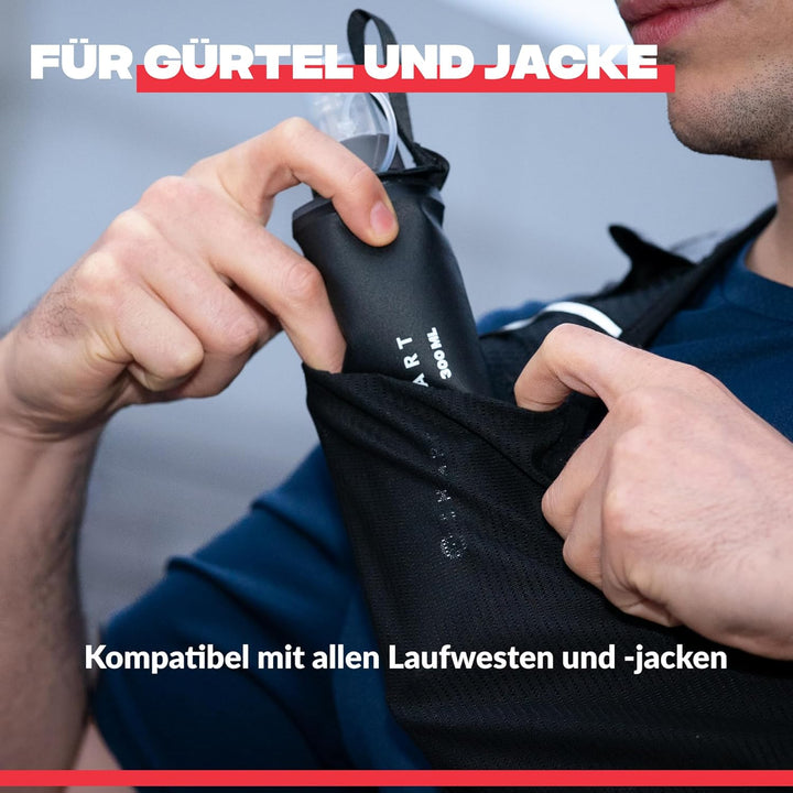 Shapeheart Weiche Trinkflasche Laufen 300 ml - Kompatibel Laufgürtel - Auslaufsicheres Ventil, Schmu