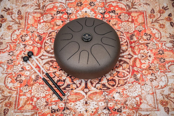 Sonic Energy 12" Edelstahl Zungentrommel – G Dur – Vintage Braun – Für Meditation, Yoga, Percussion