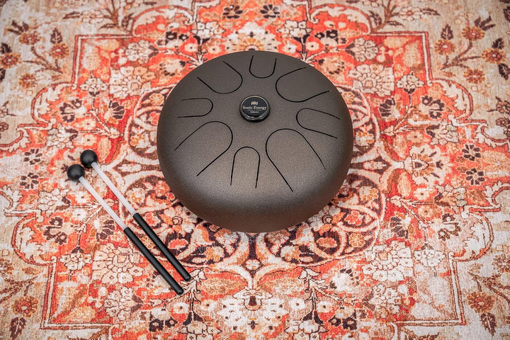 Sonic Energy 12" Edelstahl Zungentrommel – A Akebono – Vintage Braun – Für Meditation, Yoga, Percuss
