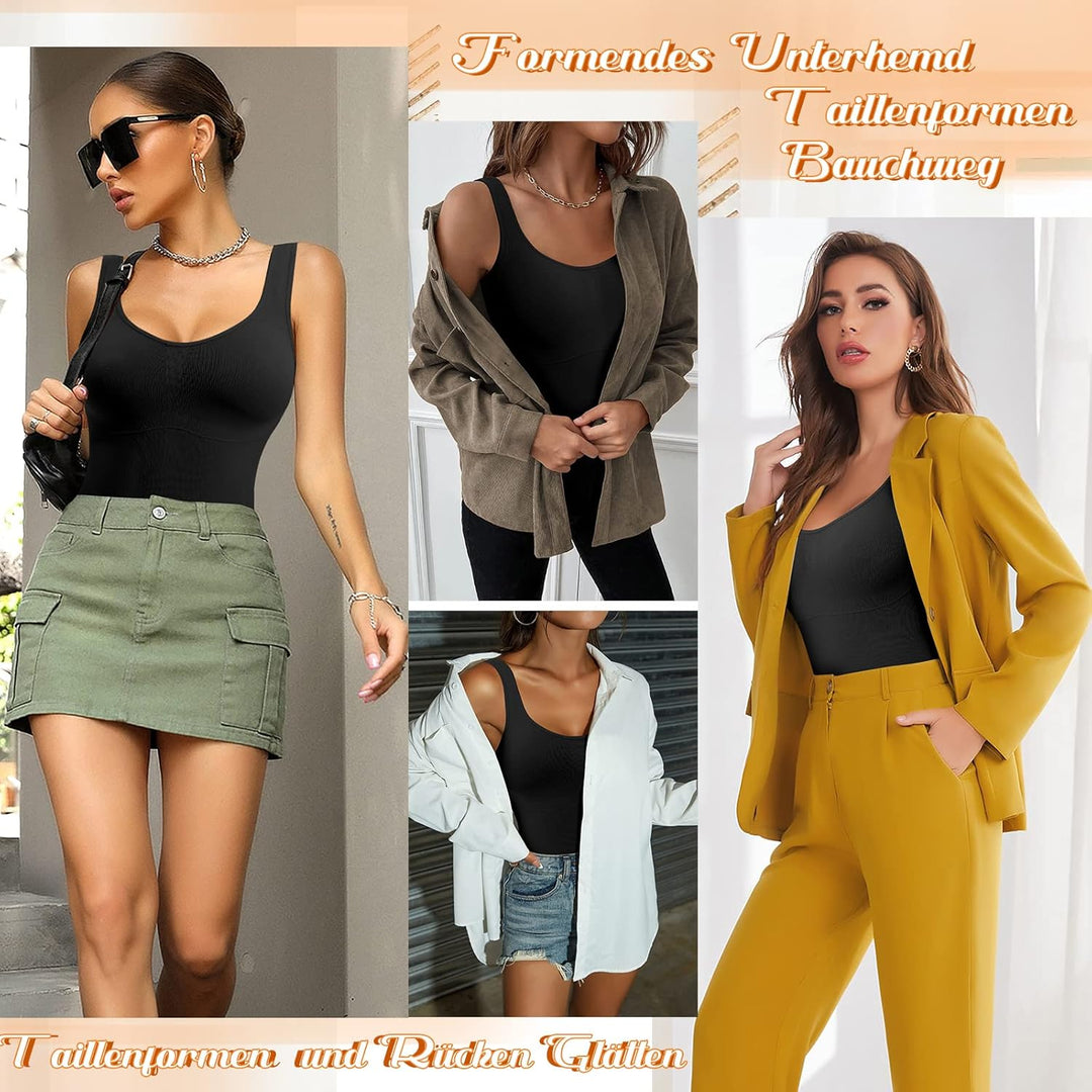 YARRCO Damen Shape Unterhemd Bauchweg Hemdchen Shapewear Trägertop Shaping BH Hemd Formendes Top Bod