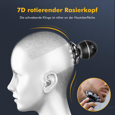ETENTOUS Glatzen Rasierer Herren Elektrisch, 7D Elektrorasierer Herren -6 in 1 Kopfrasierer für Männ