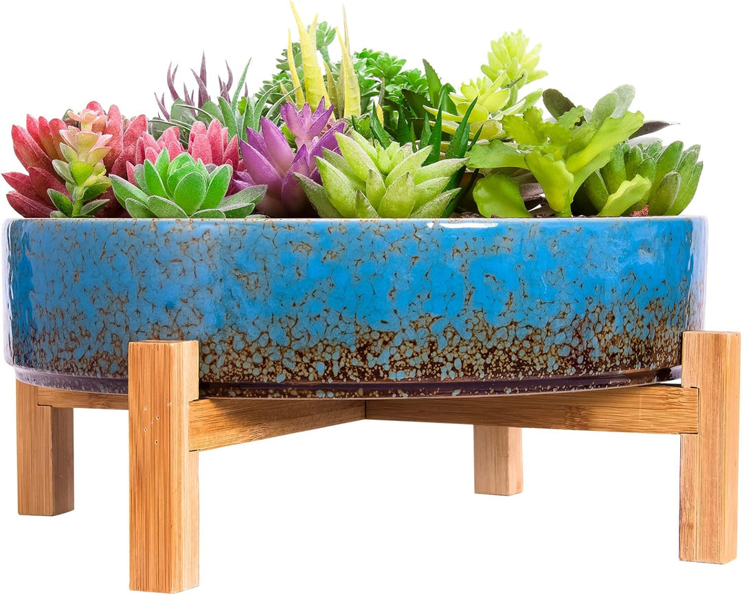 ARTKETTY SukkulentenTöpfe, 29,5 cm grosse SukkulentenPflanzgefässe Töpfe mit Drainage Keramik Bonsai
