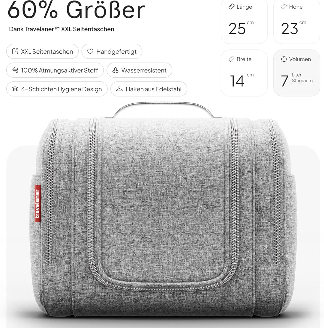 Travelaner® Kulturbeutel Design 2026, 3-in-1 Kulturtasche zum Aufhängen mit 7 Liter Stauraum für Dam
