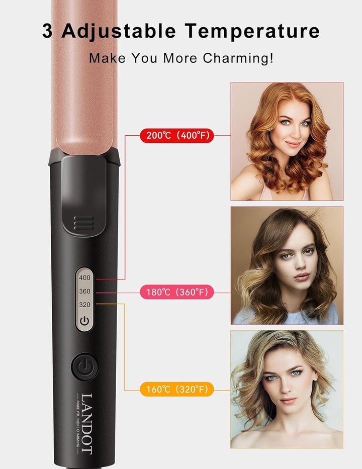 LANDOT Mini Lockenstab für kurze Haare, Lockenstab Kleine Locken 25mm mit Keramik-Turmalin-Beschicht