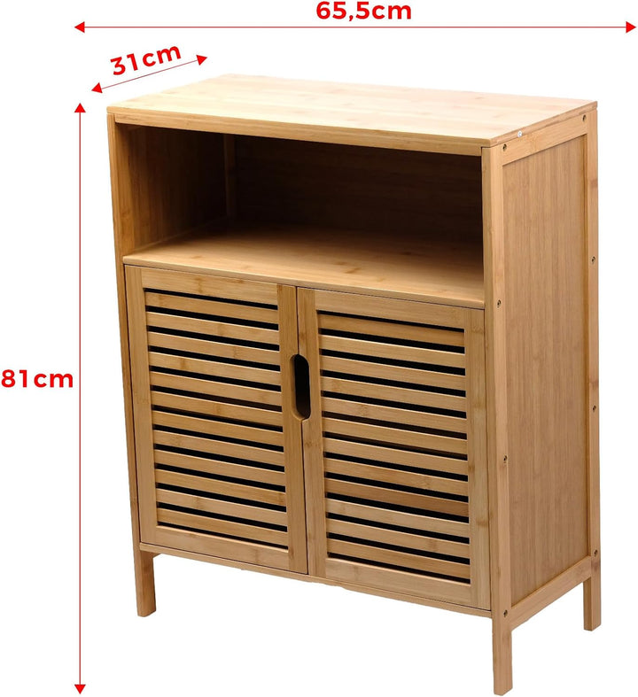 Badezimmerschrank Bambus Badregal Badschrank mit 3 Ablagen 81 x 65 x 31 cm Natural