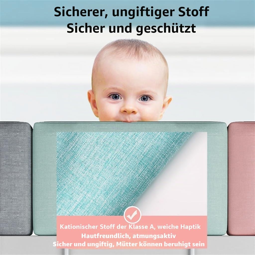 Mgchowue Bettgitter für Kinder, Rausfallschutz Bett, Gepolstert Umramung &amp; 5-Stufen Höhenverstellbar