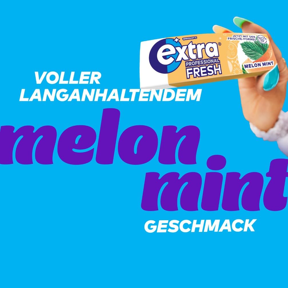 Extra Professional Fresh Melon Mint, Zuckerfreier Kaugummi, Multipack mit 30x10 Dragees, Für frische