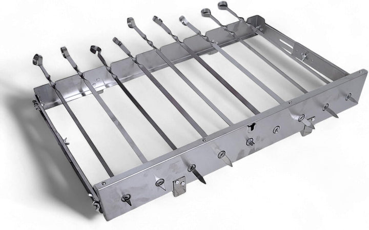 Grillpeter Schaschlik Spiessdreher aus Edelstahl, Motor mit Powerbank Spiesse für Mangal (für 9 Spie