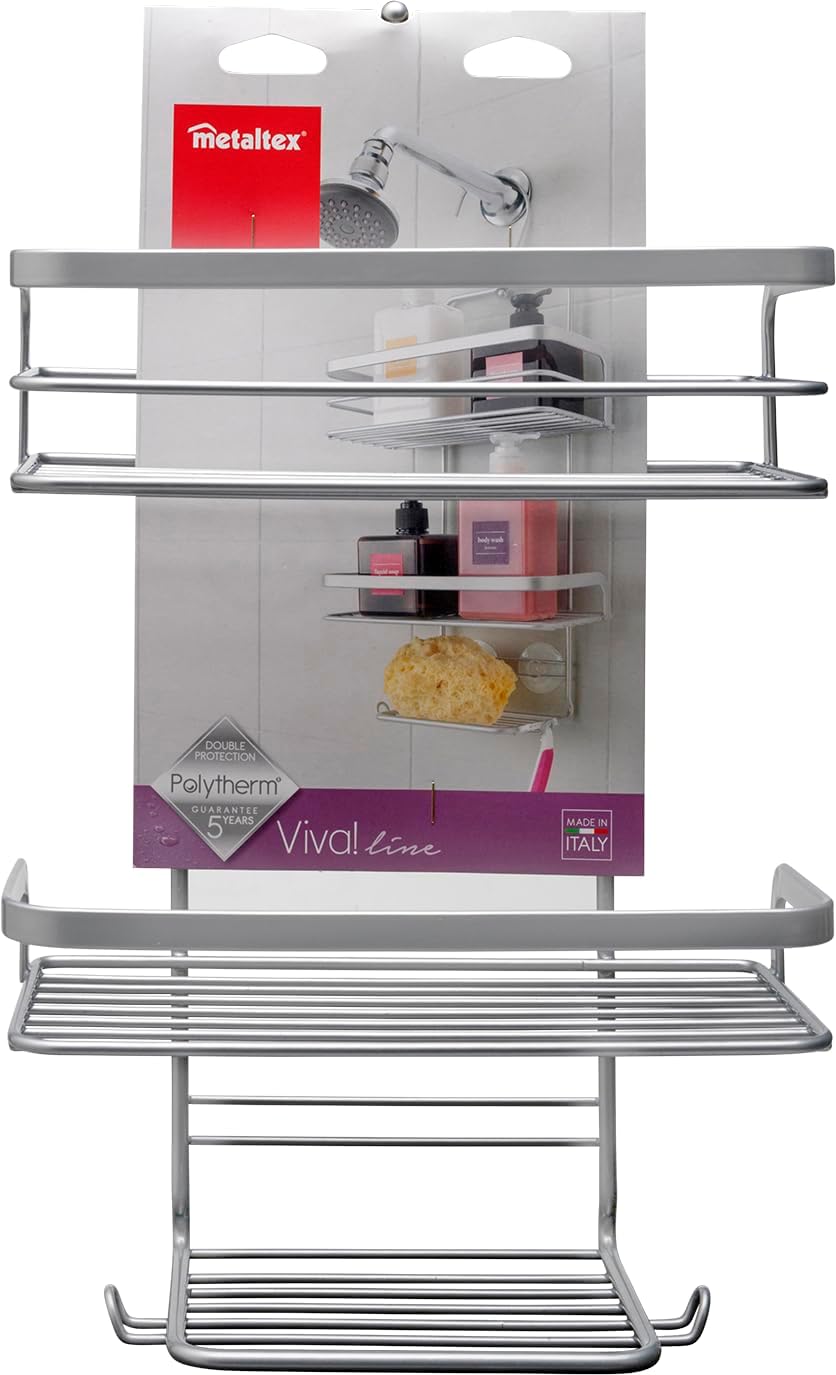 METALTEX Polytherm Coated Viva Bathroom Shower Caddy Duschablage, Duschablage