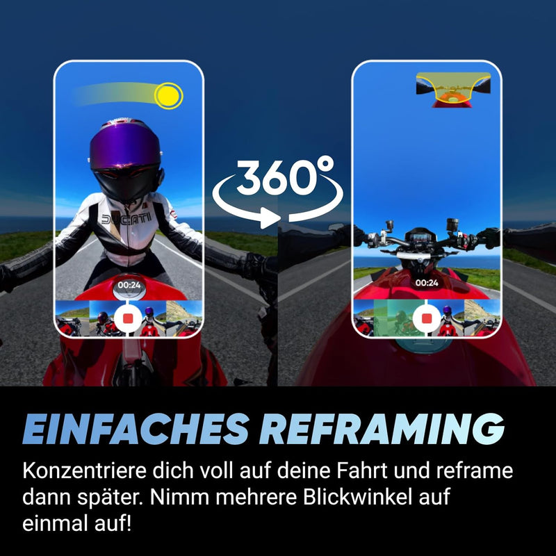 Insta360 X4 Motorradlenker-Bundle - 8K wasserdichte 360 Action Kamera, 4K Weitwinkel-Video, unsichtb