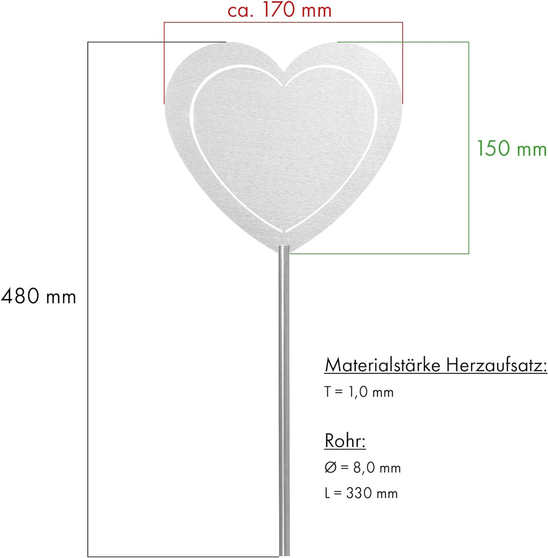 DOLORINO Grabstecker Edelstahl Herz &