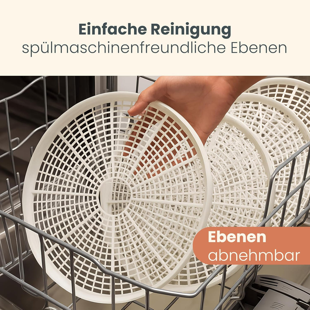 Clatronic DR 2751 Dörrautomat, 250 W mit Überhitzungsschutz, trocknet Obst, Gemüse, Kräuter, Fleisch