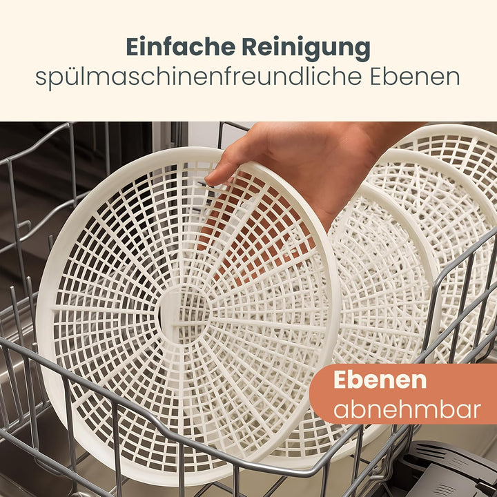 Clatronic DR 2751 Dörrautomat, 250 W mit Überhitzungsschutz, trocknet Obst, Gemüse, Kräuter, Fleisch