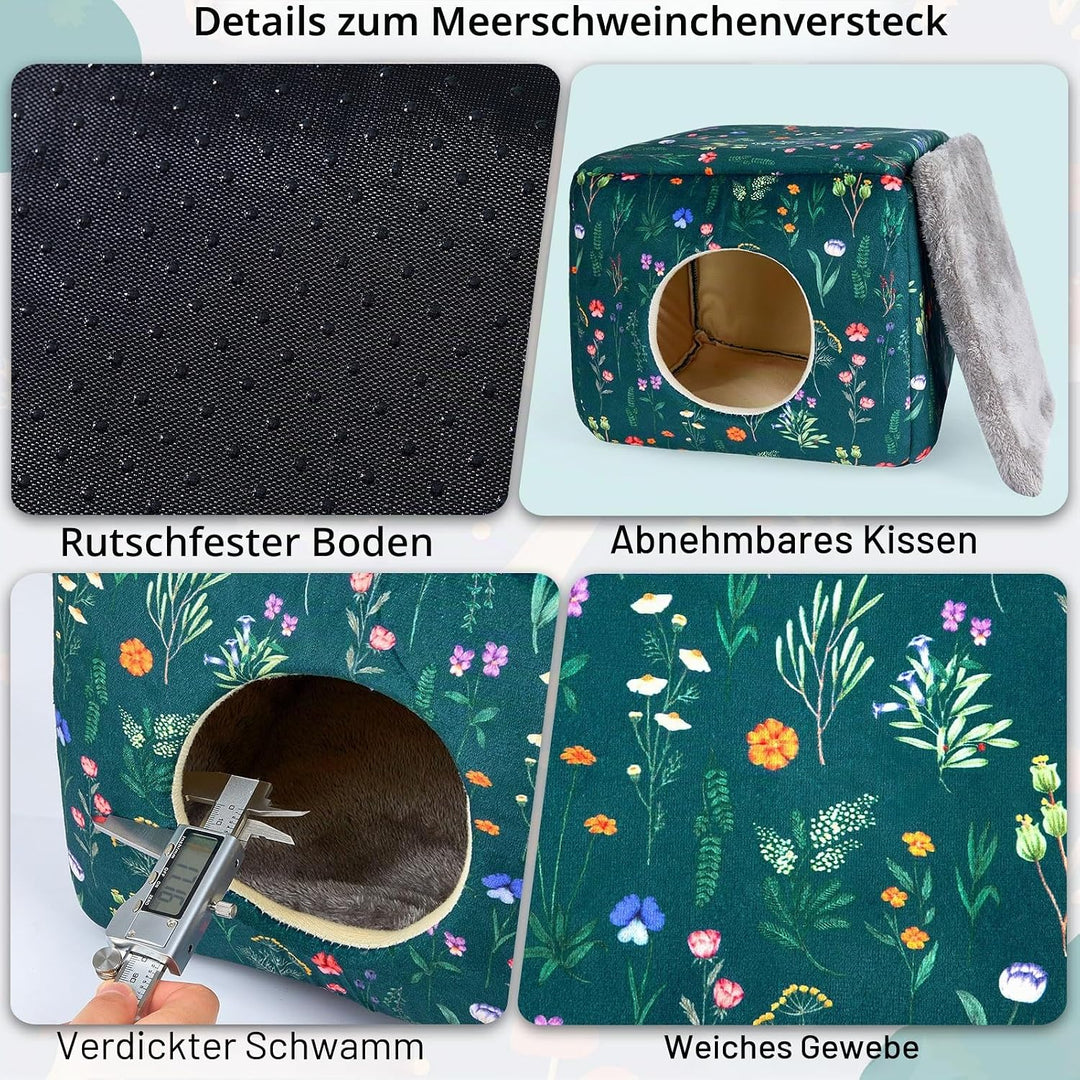 Meerschweinchen Haus 2 eingange – Waschbares Kaninchenbett &amp; Kuschelhöhle – Versteck für Kaninchen,