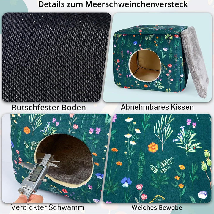 Meerschweinchen Haus 2 eingange – Waschbares Kaninchenbett &amp; Kuschelhöhle – Versteck für Kaninchen,