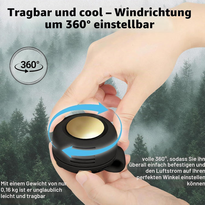 Mini Flügelloser Clip-Ventilator mit 360°, Drehung - Tragbarer USB-C Wiederaufladbarer Hals Taillenv