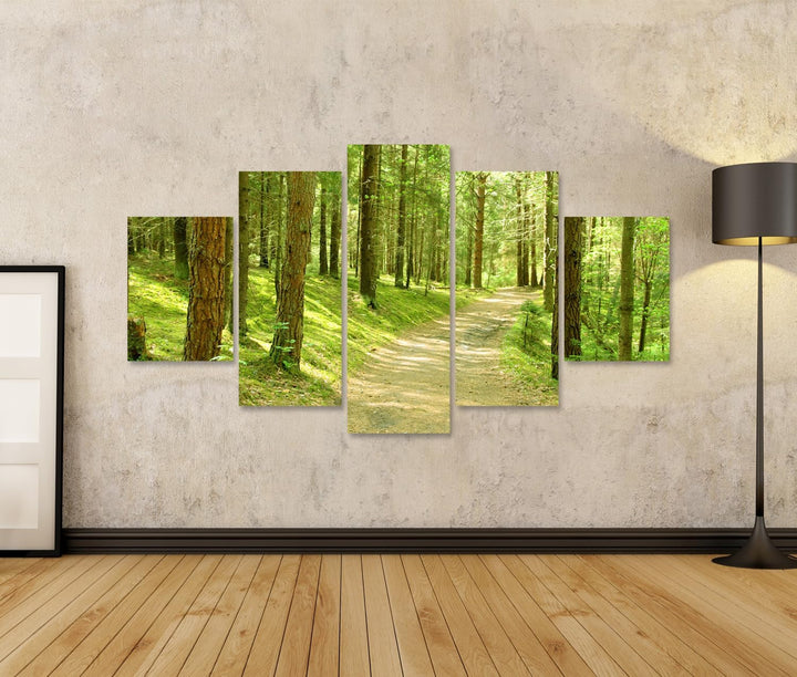 islandburner Bild auf Leinwand Pfad Im Finnischen Wald Grüne Landschaft Bilder Wandbilder Poster Lei