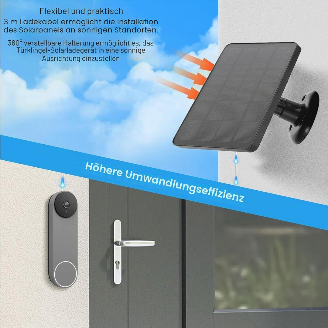 10W Solarpanel für Türklingel, Solarpanel Ladegerät für Nest/Eufy Doorbell 2K Kamera, Ring Video Doo