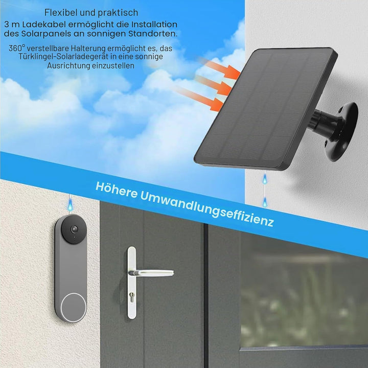 10W Solarpanel für Türklingel, Solarpanel Ladegerät für Nest/Eufy Doorbell 2K Kamera, Ring Video Doo