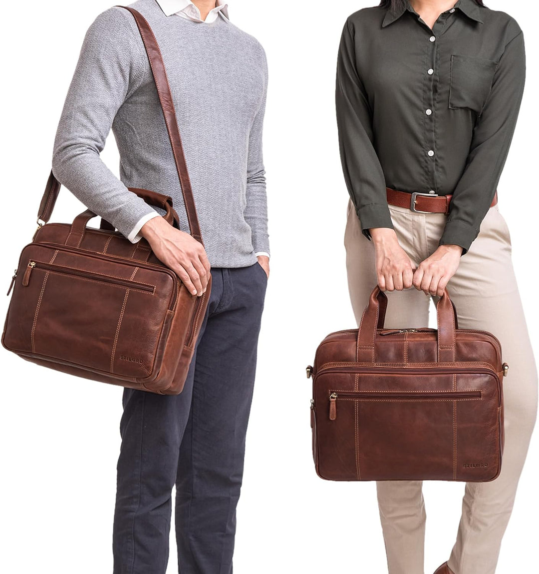 STILORD 'Experience' Vintage Lehrertasche Leder gross für Herren Damen XL Aktentasche Business Schul