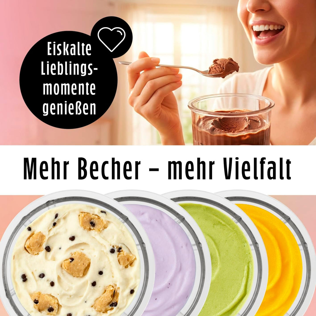 GOURMETmaxx SmoothUp Eismaschine Becher Set 2 teilig | Eismaschine Becher Zusatz Becher für GOURMETm