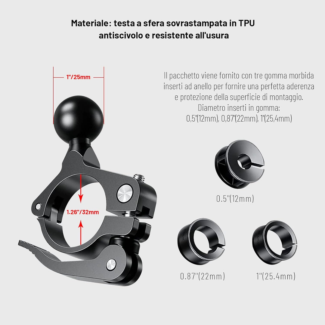 1 Zoll Kugelhalterung Zubehör Aluminiumlegierung Passend für Lenkerhalterung Kugel Kompatibel mit 1"