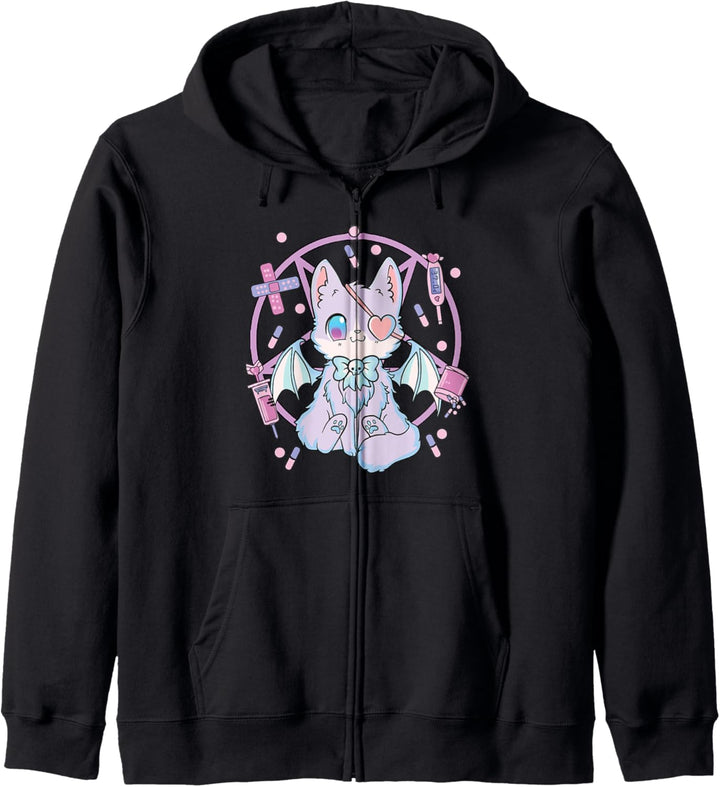 Pastel Goth Kawaii Yami Cat Kapuzenjacke