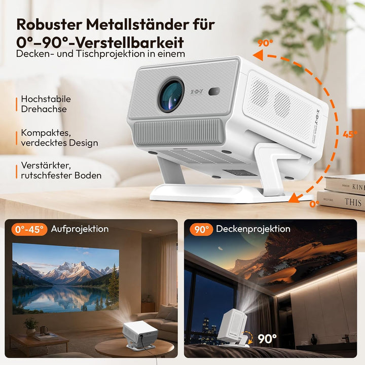 Xgody N8 Smart Beamer, 1200 ANSI Native FHD 1080P, 4K Unterstützt | Kompatibel mit Netflix, Autofoku