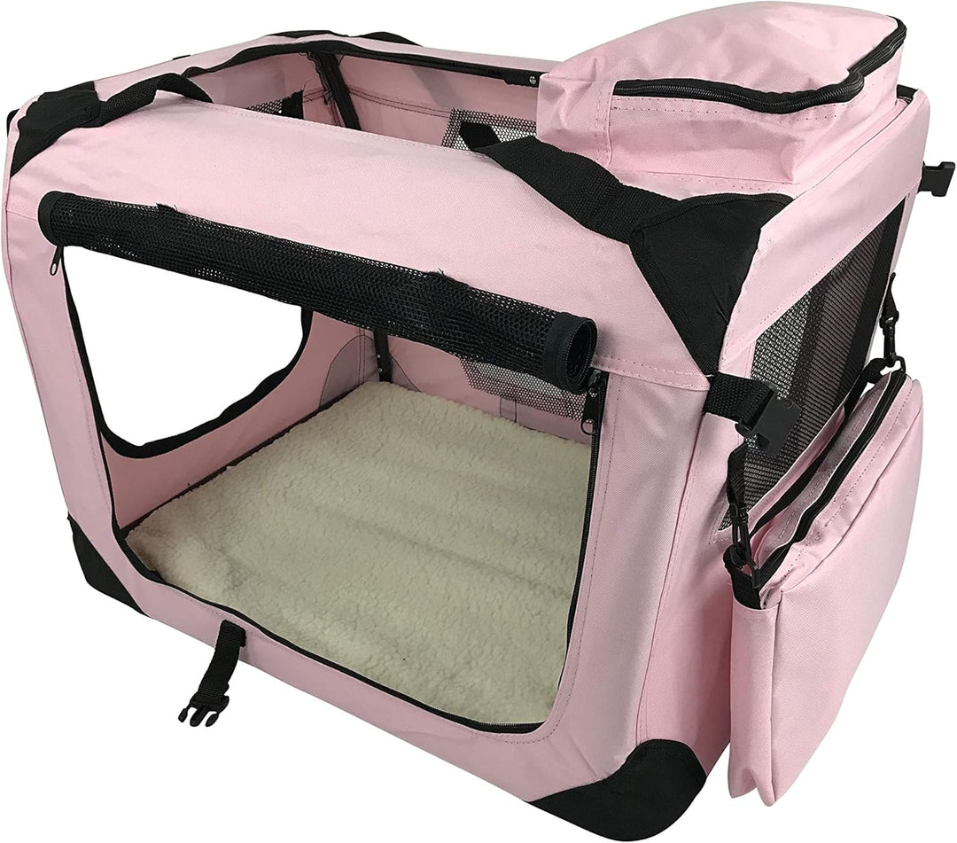 Haustiertransporter, aus weichem Stoff, faltbar, stabil, klein, 49,5 x 34,5 x 35 cm, Pink Small, Sma