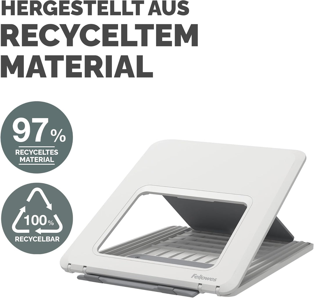 Fellowes Breyta™ Laptop-Ständer – verstellbar, 100% recycelbar, 12 Höhen, max. 15.6", 4kg. Für Zuhau