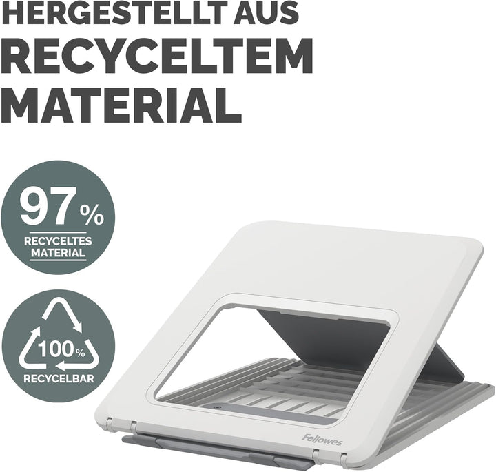 Fellowes Breyta™ Laptop-Ständer – verstellbar, 100% recycelbar, 12 Höhen, max. 15.6", 4kg. Für Zuhau