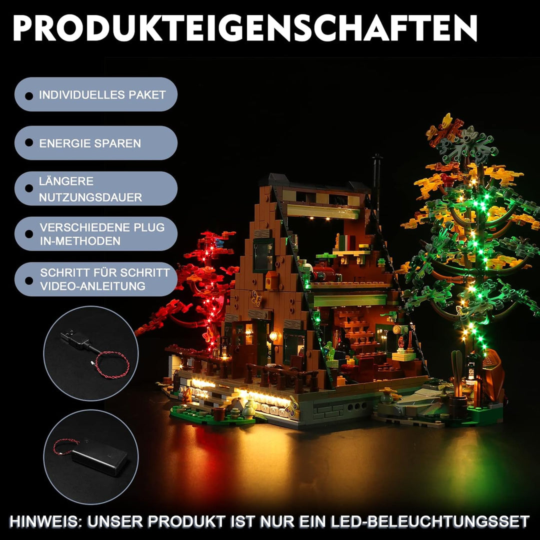 Fernbedienung Licht-Kit für Lego A-Frame Cabin, Led Beleuchtungs Set Kompatibel mit Lego 21338 Ideas