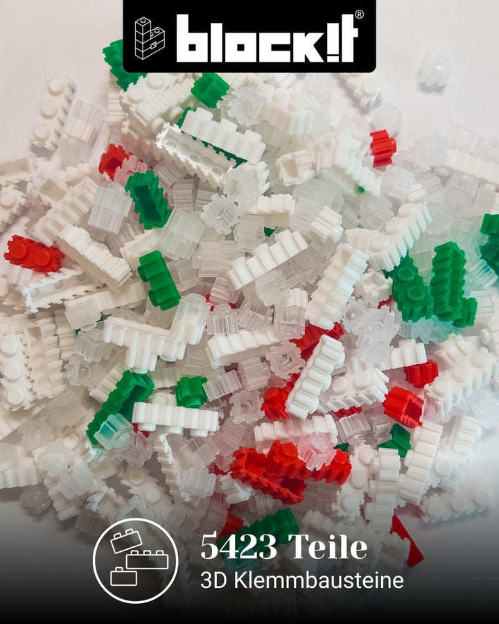 block!t Love Bear Klemmbaustein-Set mit LED – Weisser Baustein-Bär mit Herz & Rose – 5423 Teile Deko