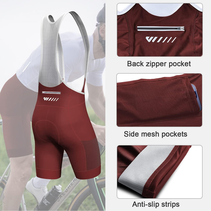 Lo.gas Herren Radfahren Bib Shorts, Radfahren Shorts für Männer Gel gepolstert mit Taschen, Road Sho