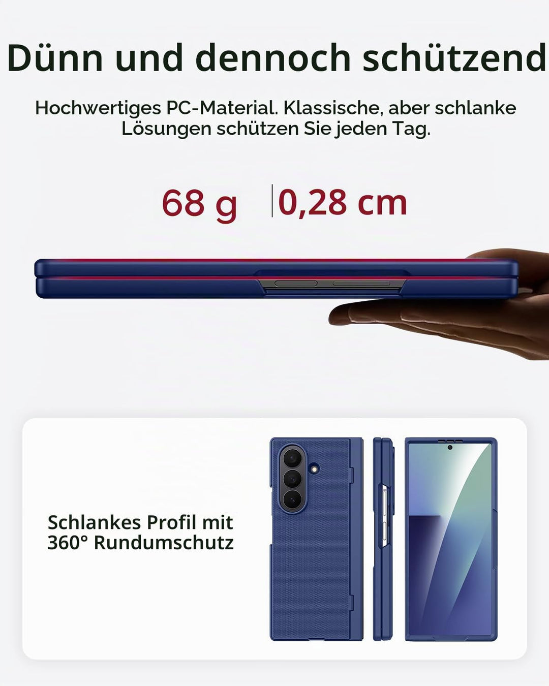 Miimall Kompatibel mit Samsung Galaxy Z Fold 7 Hülle mit Displayschutz, [Tragbarer Ständer] Kratzfes